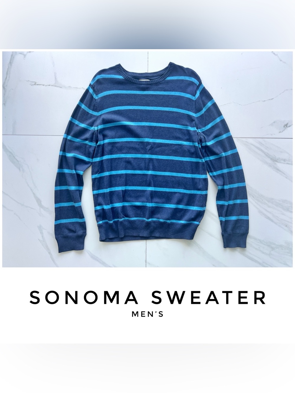 Sonoma mens sweater size Medium blue stripe